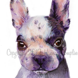 Frenchie Notecard Französisch Bulldogge Welpen Aquarell Digitaldruck, Hund Malerei Wandkunst, Hund Home Decor, Hund Kunst Portrait, Hund Liebhaber Geschenk