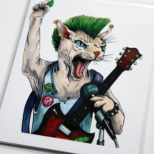 Cat Note Card Pop Art Pirate Kitty, Top Hat, Punk Rock, Flapper, Wizard, Pet Art Portrait, Cat Lover Gift Funny Cartoon Sphinx