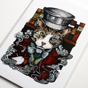 Cat Card Pop Art Pirate Kitty, Top Hat, Punk Rock, Flapper, Wizard, Pet Art Portrait, Cat Lover Gift Funny Cartoon Sphinx Top Hat Cat