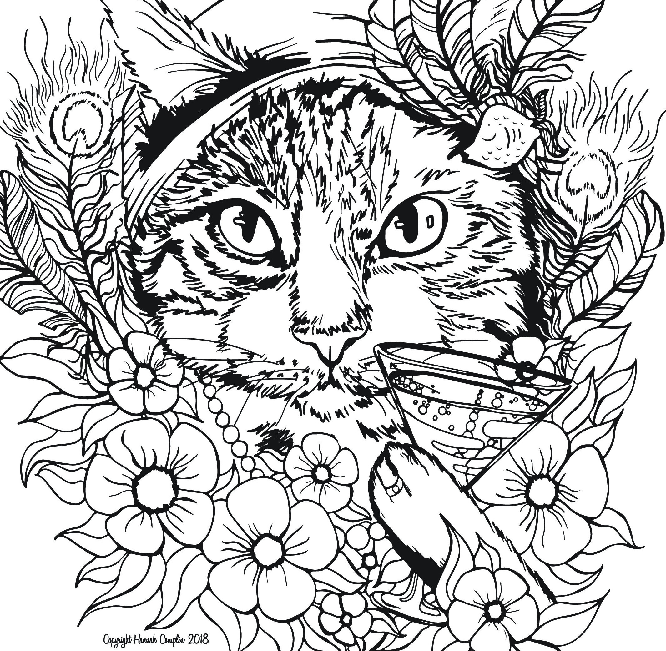 Flower Cat Coloring Pages for Adults-100 Graphic by Kohinoor Design ·  Creative Fabrica