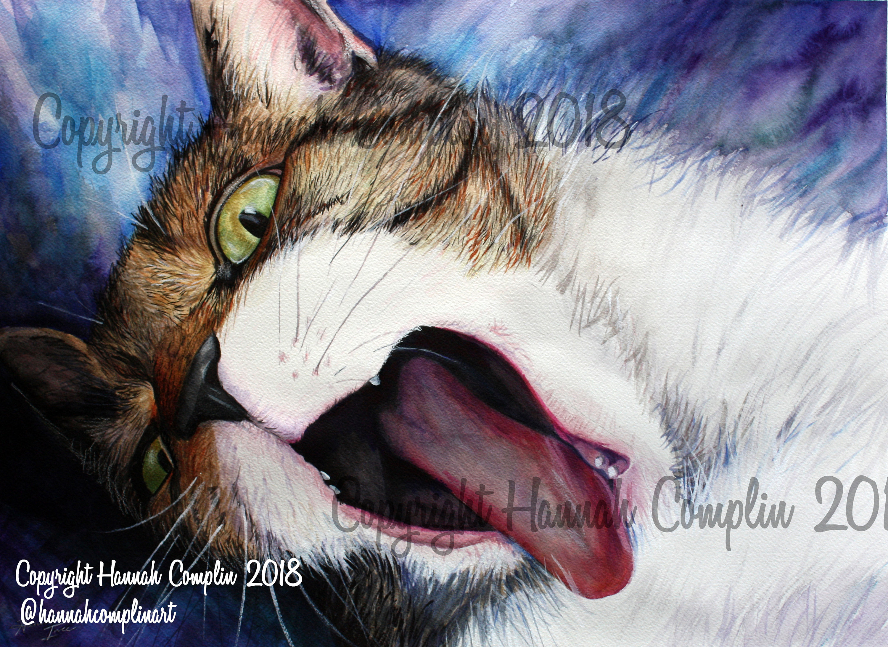 Tabby Cat Playing Watercolor Digital Print, Cat Painting, Cat Wall Art ...