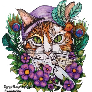 Cat Card Pop Art Pirate Kitty, Top Hat, Punk Rock, Flapper, Wizard, Pet Art Portrait, Cat Lover Gift Funny Cartoon Sphinx Flapper Cat