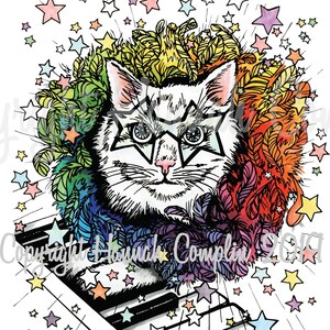 Cat Card Pop Art Pirate Kitty, Top Hat, Punk Rock, Flapper, Wizard, Pet Art Portrait, Cat Lover Gift Funny Cartoon Sphinx image 7