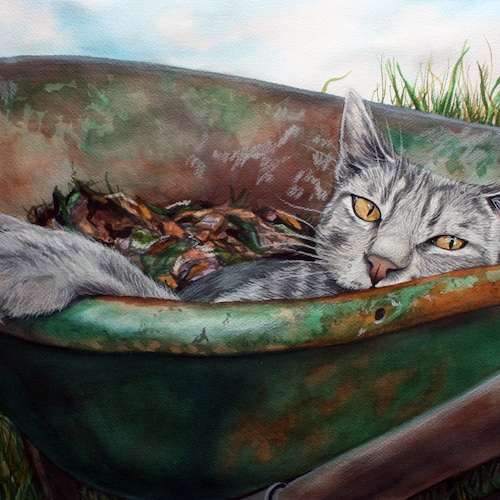 Punk Sphynx Cat Print Drawing, Rock Guitar Cat Wall Art