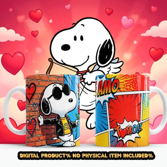 10 Romantic Mug Designs | Cute Cartoon Dog Love Theme | Digital Mug Wrap Bundle | Sublimation PNG