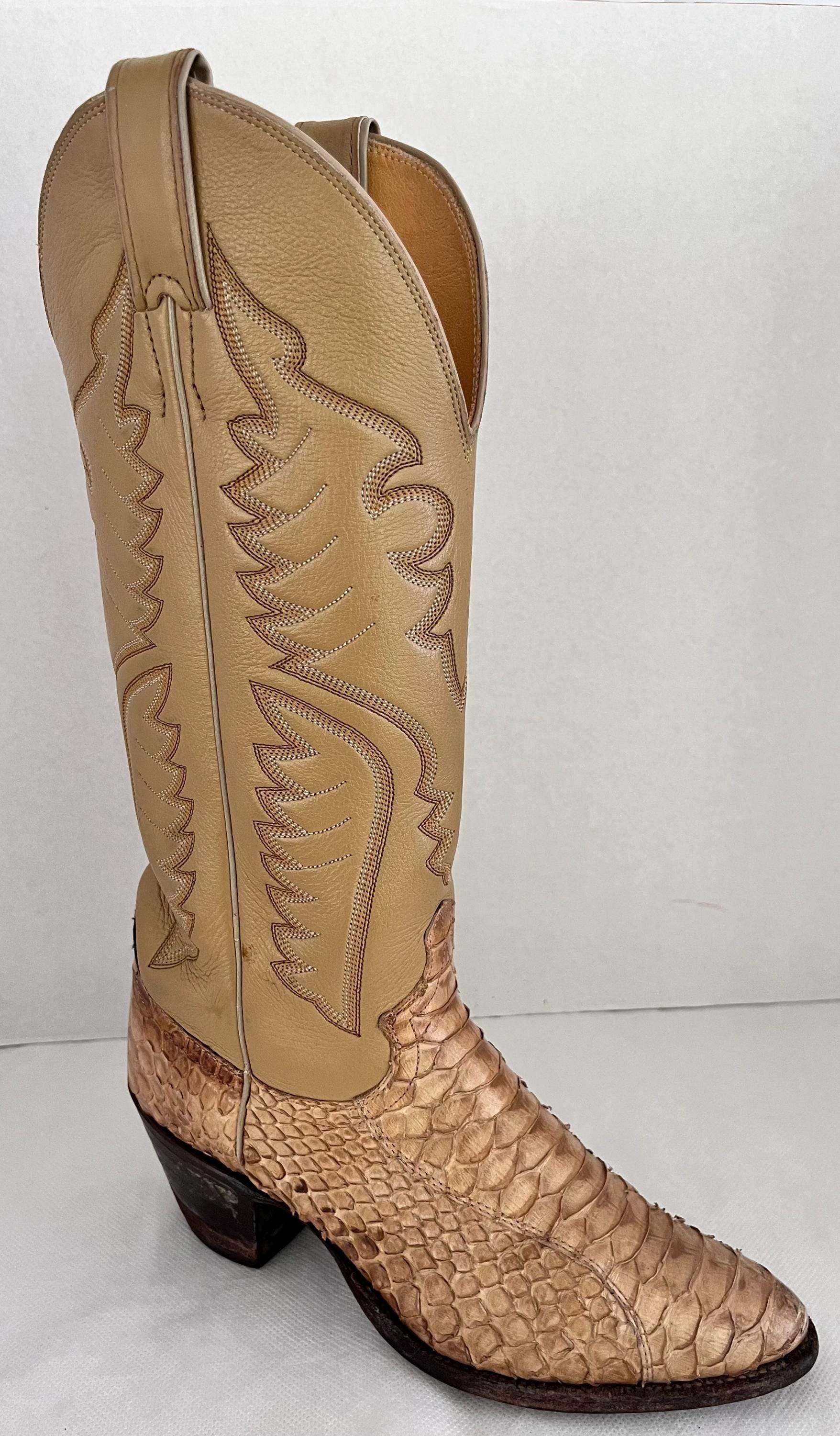 Freebird by Steven Marshall Python Snakeskin Leather Cowboy Boots Men’s Size 11 Stylish two-tone Coconuts cowboy boots. Has reddish-brown  main image 4