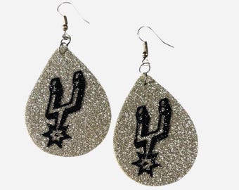 San Antonio Glitter Basketball Earrings, Game Day Apparel