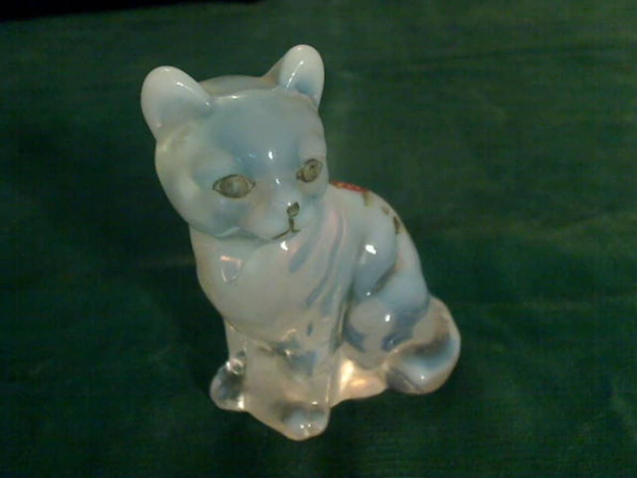Fenton Glass Cat Figurine with Handpainted Strawberry and Etsy