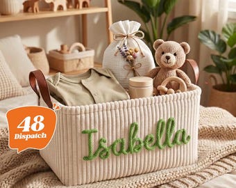Custom Name Baby Storage Basket,Personalized Embroidery Baby Storage Basket,Monogrammed Woven Basket,Baby Keepsake Gift,Baby Name Gift