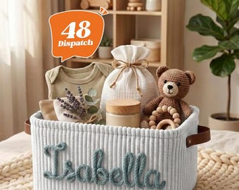 Personalized  Baby Name Storage Basket,Custom Embroidered Name Toy Box,Custom Baby Nursery Organizer Basket,Baby Shower Basket,Newborn Gift