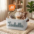 Personalized Baby Name Storage Basket,Custom Embroidered Name Toy Box,Custom Baby Nursery Organizer Basket,Baby Shower Basket,Newborn Gift