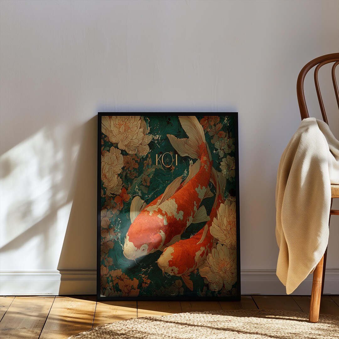 Koi Fish Art Print – Japanese Koi Illustration – Traditional Japan Wall ...