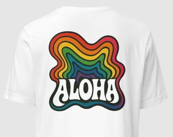 Hawaiian Aloha Shirt – Retro Rainbow Wave