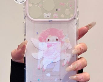 Kawaii My Melodie auf Einhorn Hülle mit Anhänger, Rosa Fairycore ästhetische Handyhülle für iPhone 17 16 15 14 13 Pro Max Kokette Geschenk