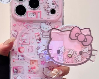 Hello Kitty MagSafe Handyhülle mit Shaker Grip Charm, süsse rosa Y2K Handyhülle iPhone 17 16 15 14 13 Pro Max, Geschenk für Sie