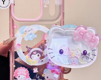 Niedliche Hello Kitty Kuromi MagSafe Hülle & Shaker Griff, Pink Dreamy Hülle iPhone 17 16 15 14 13 Pro Max, Kawaii Cinnamoroll Pyjama Geschenkset