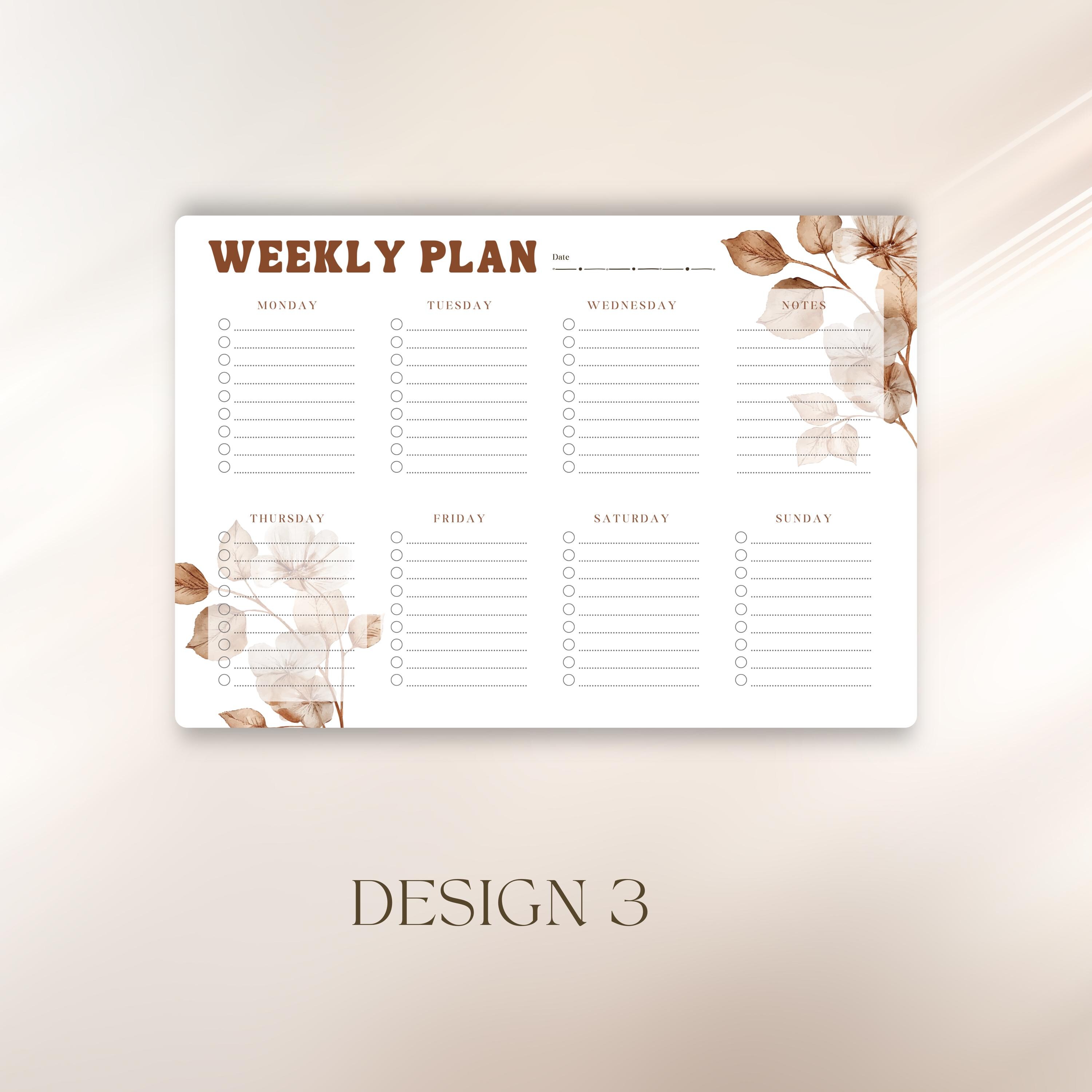 Weekly Planner Printable | Landscape Floral Design | Assorted Floral ...