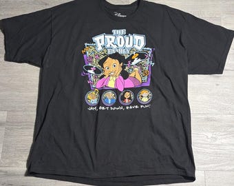 Y2K Disney The Proud Family Graphic T-Shirt Black 2XL
