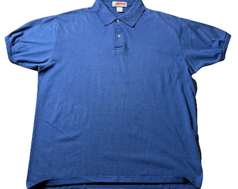 Vintage Jerzees Polo Shirt Made USA Blau Blank 90er Jahre Kurzarm XL
