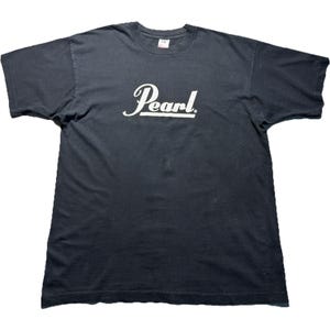 Vintage 90s Pearl Drums T Shirt XL Single Stitch Black Music Promo Tee image 1