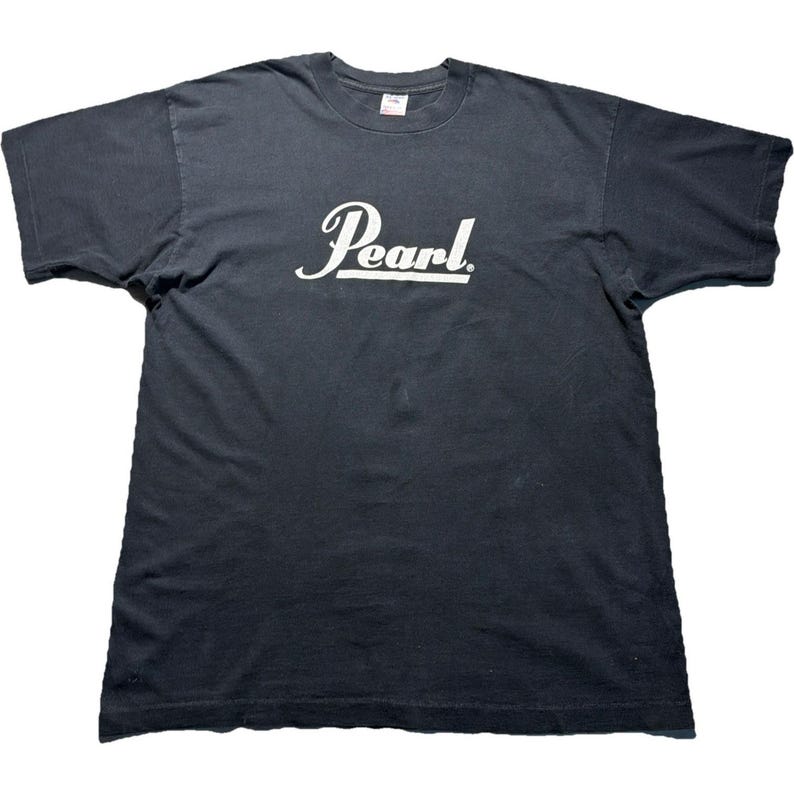 Vintage 90s Pearl Drums T Shirt XL Single Stitch Black Music Promo Tee image 1