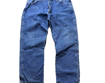 VTG Rustler Jeans 38x29 Blue Denim USA Fabric Relaxed Fit Straight Leg Work Pant