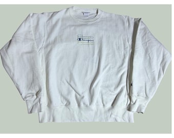 Champion Reverse Weave Sweatshirt White Stacked Logo Embroidered Y2K Mens Large