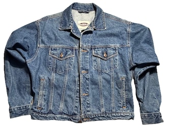 Vintage Sonoma Denim Jacket Trucker Blue Wash Distressed Y2K 90s Mens