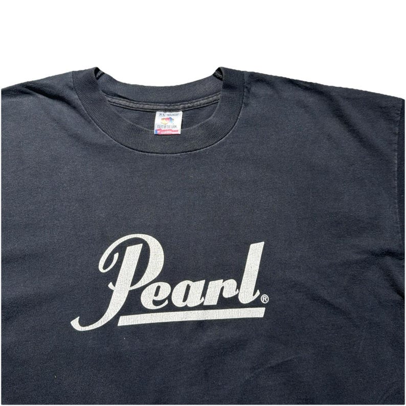 Vintage 90s Pearl Drums T Shirt XL Single Stitch Black Music Promo Tee image 2
