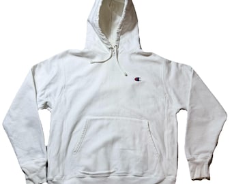Champion Reverse Weave Hoodie White Mens M Heavyweight