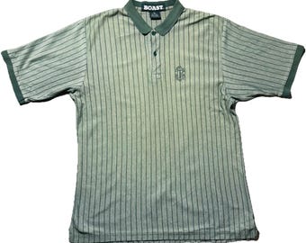 BOAST USA Made Grün Nadelstreifen Polo-Shirt Große Baumwolle Tennis Country Club