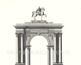 Classic Architectural Print. English Architecture Decor. Architectural Drawings Fine Art. Roman Arch Print. Wall Art Poster Print