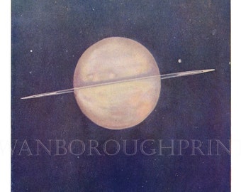 Saturn The Planet  Saturn Astronomy Print Perfect For The Young Keen Astrologer, Giclée Print Taken From a 1915 Print