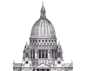 St Pauls Cathedral Architectural Decor Print. Chapel of American Role of Honour. Christopher Wren. London Architecture Wall Art