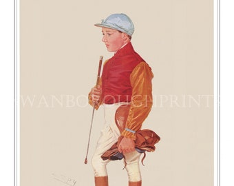 Horse Racing Print of Jockeys on Archival Watercolour Paper. Sporting Print . Racing Stables Interior Design Decorators