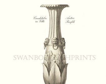 Interior Design Wall Art, Pirinasi Candelabra, Classic 18th Century images by Giovanni Battista Piranesi (1720-1778) Sepia Tone.