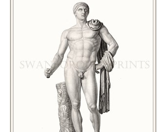 Orthon Roman Statue  Roman Wall Art. Roman Deity Demon. Living Room Wall Art. Office Classical Art Decor. Wedding Gift.