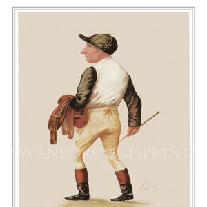 Horse Track Racing. Charlie Wood Victorian Jockey Print. Kentucky Horses Home Living Decor