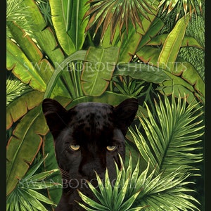 Black Panther in Jungle Surroundings Print Black Panther Cat Picture Giclée Printed onto Archival Smooth Archival Paper