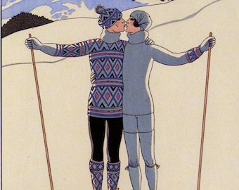 Skiing Print Winter Sports. French Art Deco Print French Alps Skiing Print L'hiver Sport Art. Winter Games Sport print