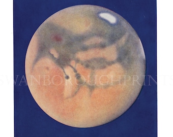 Mars The Planet Mars Astronomy Print Perfect For The Young Keen Astrologer, Giclée Print Taken From a 1915 Print