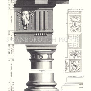 Architekturzeichnungen. Dorische Ordnung. Säule Wand Dekor. Klassische Römische Architektur Wall Art Poster Print. Architekt Kunst Geschenk. Bürokunst