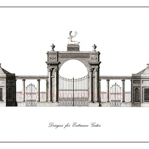 Stately Homes Art Print Entrance Gates English Architectural Design Print Stately Homes Wall Art.