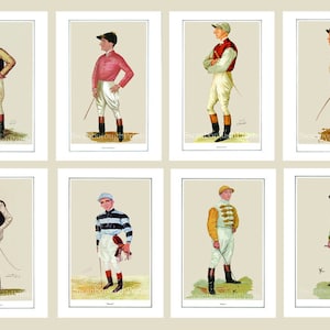 Jockey Prints Sports Racing Prints, Eight Jockey Prints. Horse Racing Decor Sporting Prints Victorian Jockeys. Kentucky Living Room Wall Art