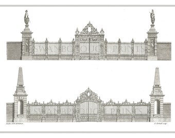 Stately Home Park Gates Ornate Gates English Architectural Design Decorative Wall Art