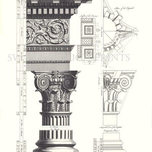 Architekturzeichnungen. Römischer Säulendruck. Wand Kunst Dekor. Klassischer Wand Kunst Poster Print. Klassischer Architektur Druck. Architekt Kunst Geschenk.