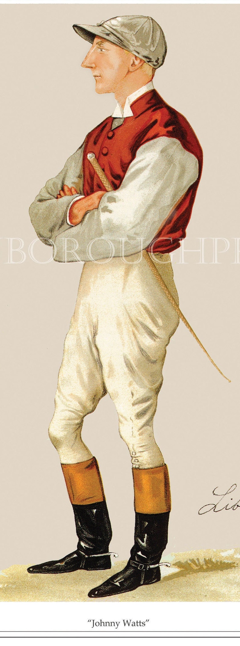 Horse Track Racing Jockey Print in Racing Colours. Jockey Prints. Horse Racing Prints of Jockeys. Sporting Prints on Watercolour Paper image 2