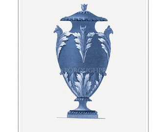 Blue Roman Vase Print Blue Vase Wall Art. Living Room Picture Home Decor Blue Accent Art Print. Classical Wall Art