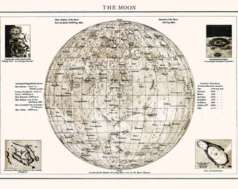 Luna Map Wall Art Astronomy Map Moon Map Astronomy Print Luna Map Print Science Gift Moon Home Decor.