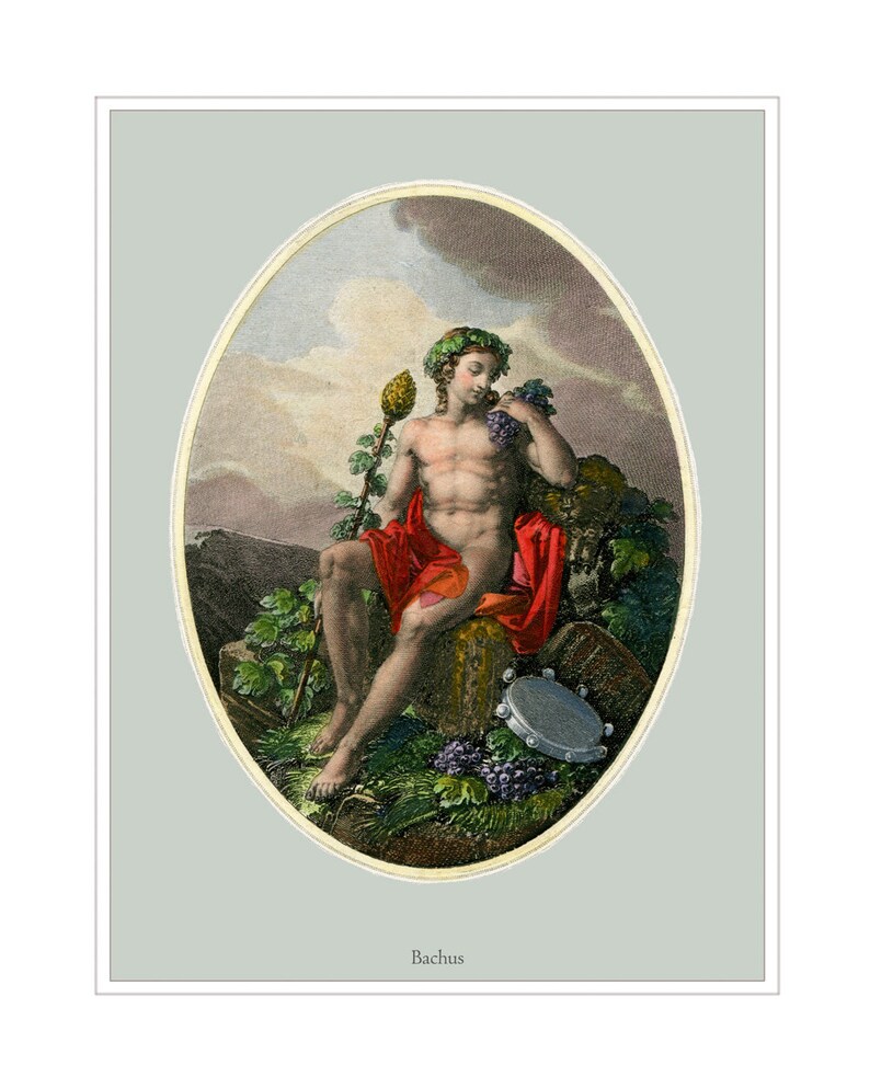 Bacchus God of Wine Wall Art Print. Roman God Bacchus Art. Etsy